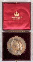 KING EDWARD VII & QUEEN ALEXANDRA LARGE BRONZE CORONATION MEDAL / PLAQUE by Elkington & Co.