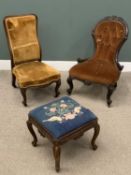 VINTAGE UPHOLSTERED SEATING including Edwardian spoon and button back armchair, 92 (h) x 62 (w) x
