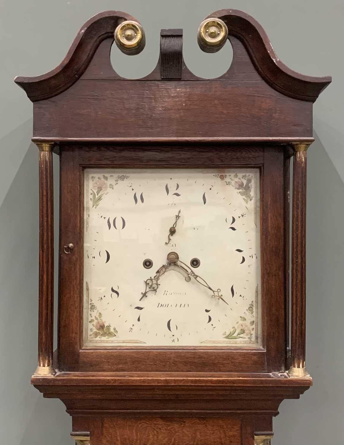 CAERNARFONSHIRE LONGCASE CLOCK inscribed Richard of Dolgelly to painted dial, oak case, eight-day