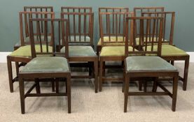 HARLEQUIN SET OF TEN ANTIQUE DINING CHAIRS (6+4), similarly styled and construction, various