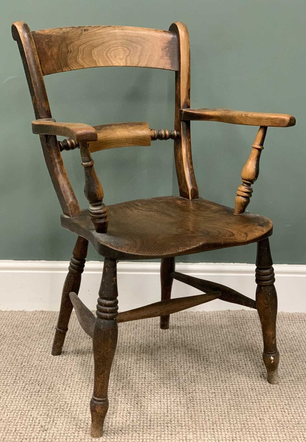 THREE ITEMS OF VINTAGE FURNITURE including unusual chair with slatted seat and a barley twist oblong - Image 6 of 6
