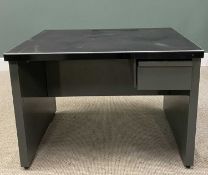 EX-POST OFFICE INDUSTRIAL TYPE METAL DESK, black and grey livery, single drawer, slider, closed slab