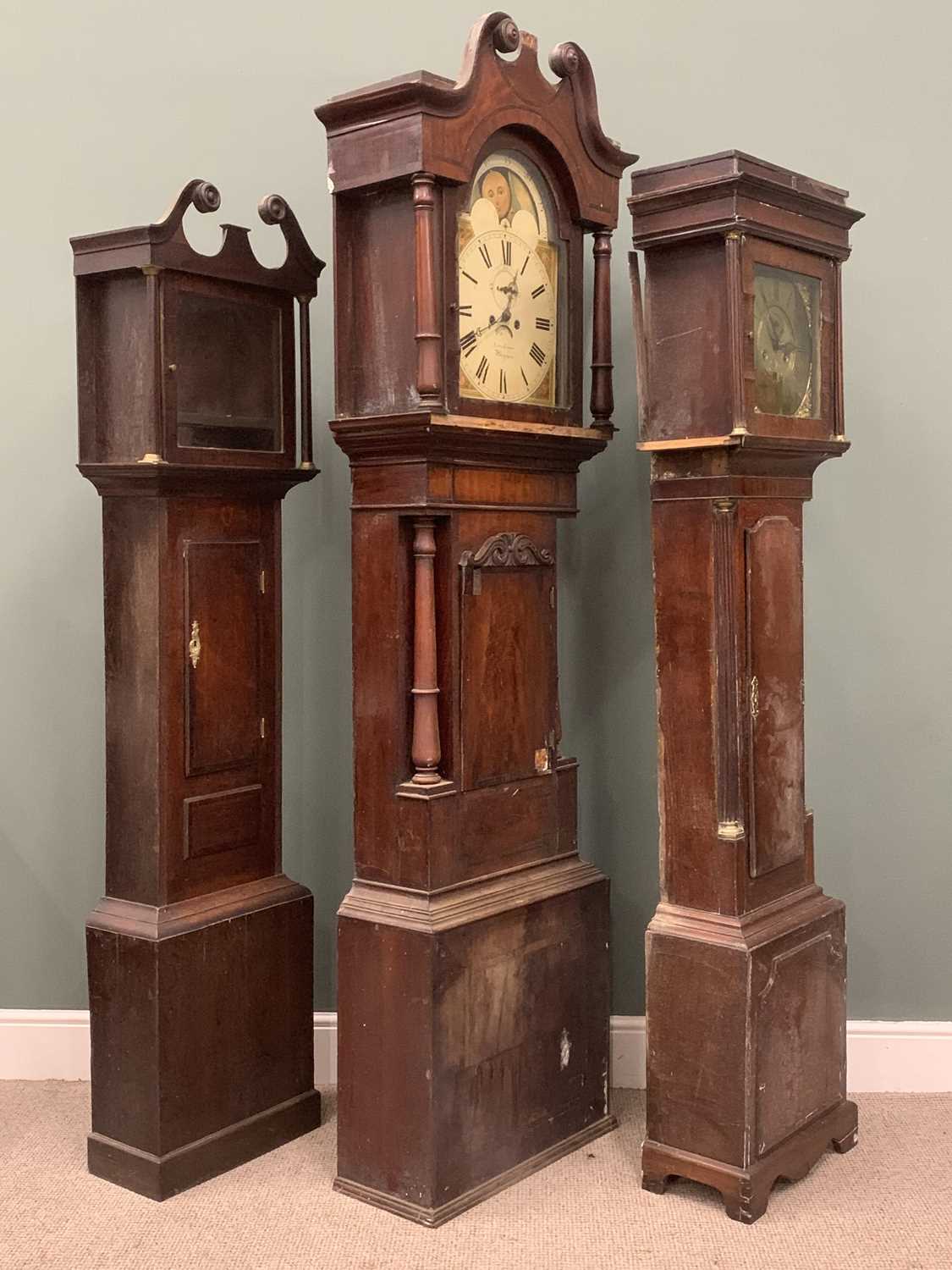 THREE ANTIQUE LONGCASE CLOCKS each for restoration / workshop parts, includes oak cased, brass - Image 3 of 14