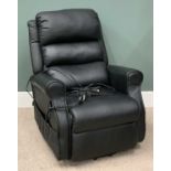 BLACK SOFT LEATHER EFFECT ELECTRIC RECLINING ARMCHAIR, 104 (h) x 79 (w) x 49cms (seat d), ET