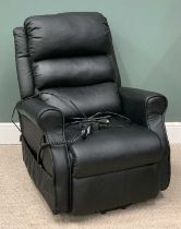 BLACK SOFT LEATHER EFFECT ELECTRIC RECLINING ARMCHAIR, 104 (h) x 79 (w) x 49cms (seat d), ET