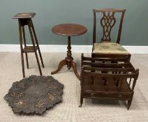 FIVE ITEMS OF ANTIQUE & LATER FURNITURE, Victorian mahogany circular top side table, turned