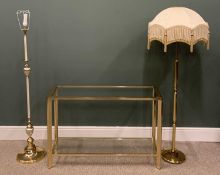 THREE ITEMS OF MID CENTURY FURNITURE, two tier glass and brass effect hall table, 73.5 (h) x 113 (w)