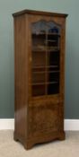 REPRODUCTION BURR WALNUT GLAZED BOOKCASE with base cupboard, interior shelves, 164 (h) x 60 (w) x