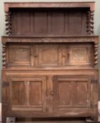 WILLIAM III OAK TRIDARN, AD-ID 1696 carved frieze, peg-joined construction, canopy top section,