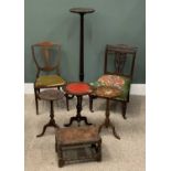 VINTAGE & LATER FURNITURE (7) including circular top torchiere stand, tripod base, 122 (h) x 30.5 (