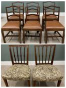 EIGHT ANTIQUE MAHOGANY & OTHER DINING/SIDE CHAIRS, comprising matching set of six shaped bar
