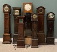 SEVEN VINTAGE GRANDMOTHER CLOCKS, various styles, dials and movements, requiring restoration, 180 (