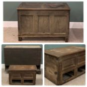 18TH CENTURY OAK BIBLE BOX, with carved front, 40 (h) x 71 (w) x 40cms (d), a similar oak coffer