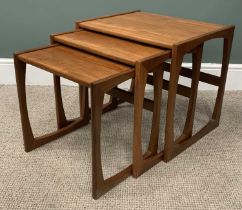 NEST OF THREE MID-CENTURY TEAK OCCASIONAL TABLES, possibly G-plan, no labels attached, 49 (h) x 53.5