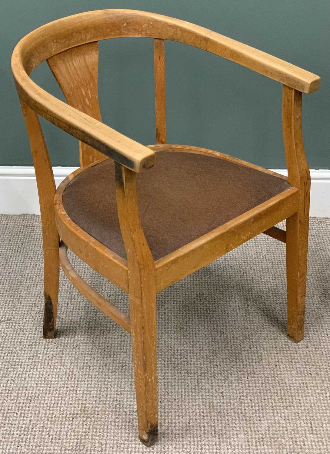 VINTAGE SMOKER'S BOW ARMCHAIR & ANOTHER the first with curved back, shaped crest rail, swept arms, - Image 3 of 5