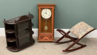 REPRODUCTION WALL CLOCK, WALL DISPLAY CABINET, ROCKING FOOTSTOOL, London Clock Company, circular