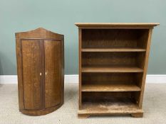 TWO ITEMS ANTIQUE & REPRODUCTION OAK FURNITURE, bow front two door wall hanging corner cupboard,