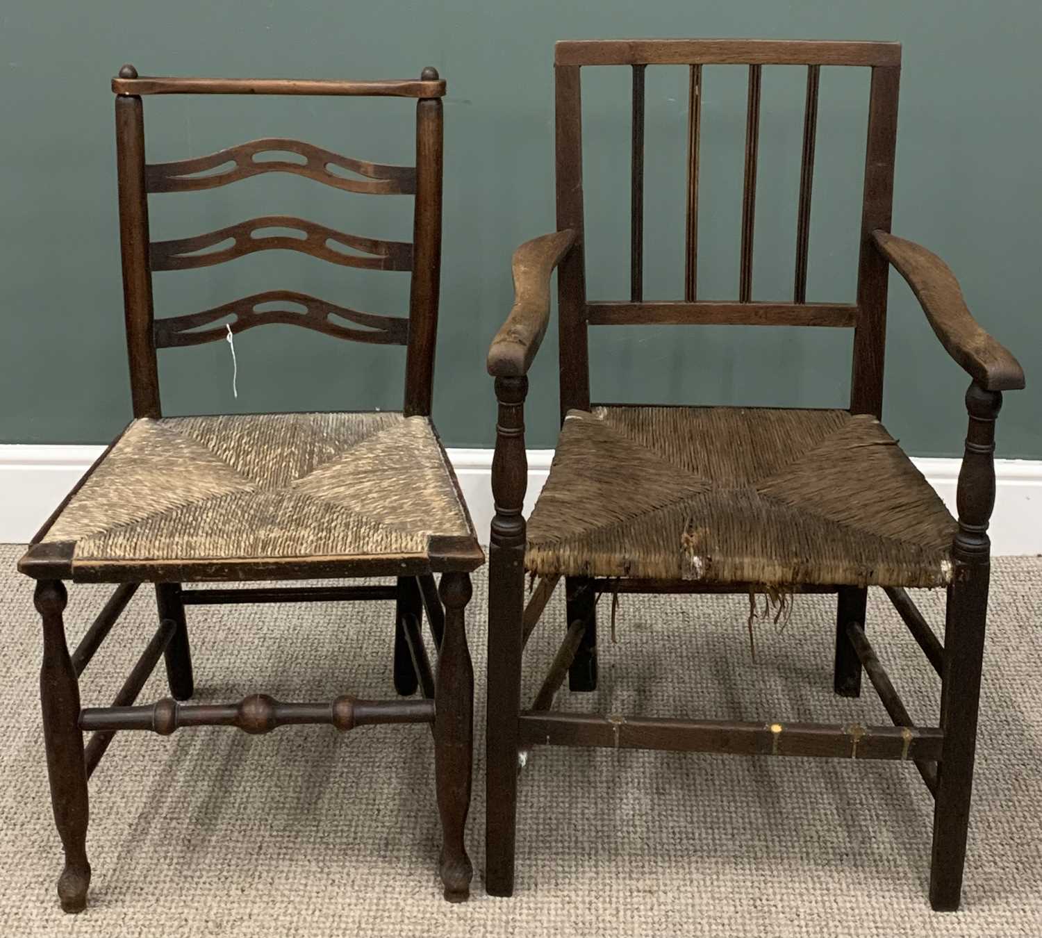 ASSORTED VINTAGE CHAIRS including pair of polished and twist carvers, two inlaid parlour chairs, two - Image 3 of 5