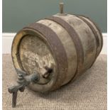 VINTAGE WOODEN ALE BARREL, mental banded with tap and inscribed "Worthingtons, Burton", 54 (h)