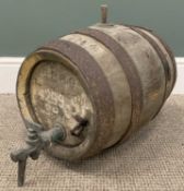 VINTAGE WOODEN ALE BARREL, mental banded with tap and inscribed "Worthingtons, Burton", 54 (h)
