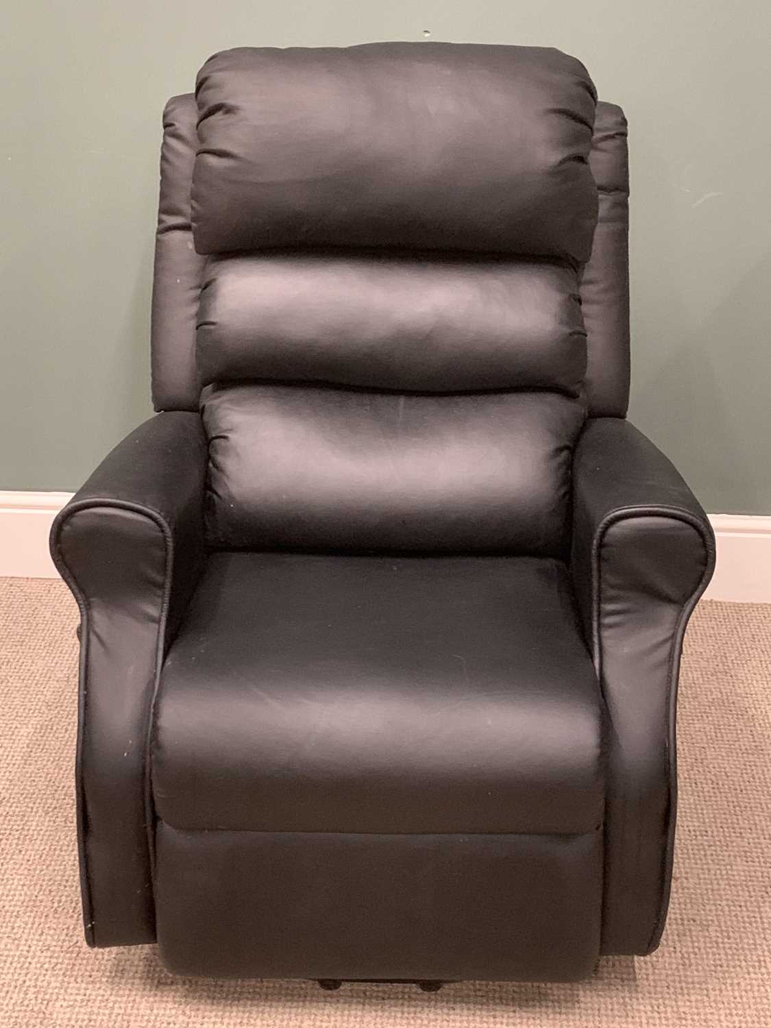 BLACK SOFT LEATHER EFFECT ELECTRIC RECLINING ARMCHAIR, 104 (h) x 79 (w) x 49cms (seat d), ET - Image 2 of 4