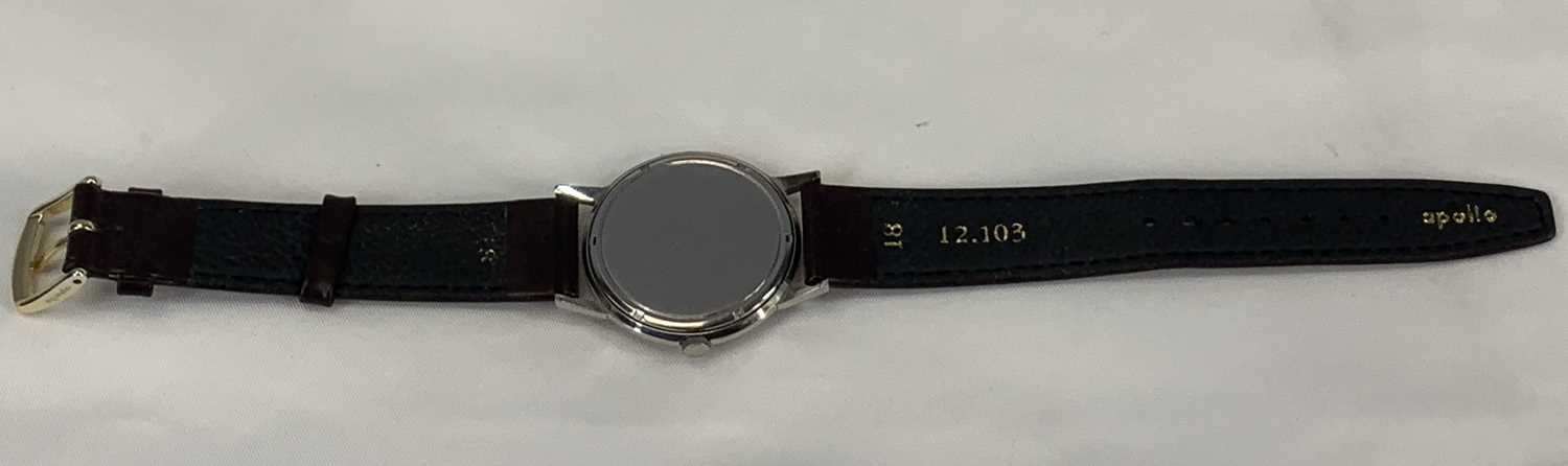 ROIDOR WHITE METAL GENTLEMEN'S WRISTWATCH having silvered dial with baton hour markers, leather - Image 4 of 5