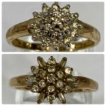 TWO 9CT GOLD DIAMOND CLUSTER RINGS both size Q-R, 4.6gms gross Provenance: deceased estate