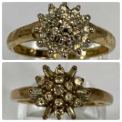 TWO 9CT GOLD DIAMOND CLUSTER RINGS both size Q-R, 4.6gms gross Provenance: deceased estate