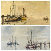 ‡ ROBIN FRANKLIN oils on board (2) - two boating scenes, in mid-century type frames, both signed, 37