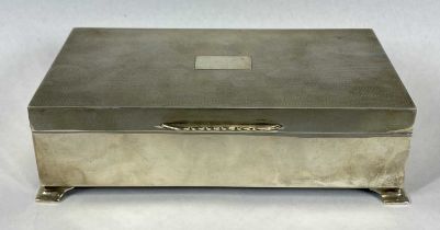 SILVER CIGARETTE BOX, four footed, machined lid, Birmingham, 5 (h) x 16.5 (w) x 9cms (d), 13.9ozt