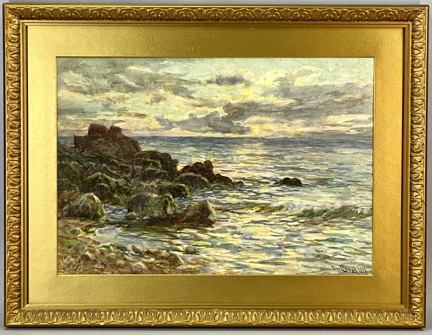 ‡ TOM CLOUGH (British 1867-1943) watercolour - coastal scene, signed and dated 1911 lower right, - Image 2 of 5