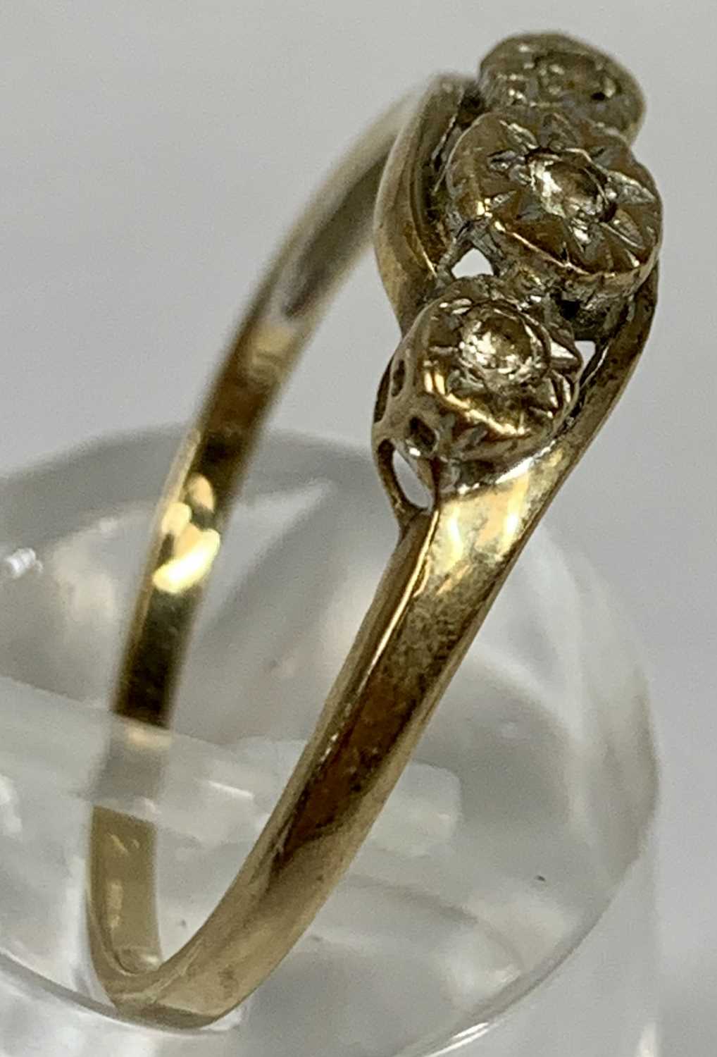 TWO 9CT GOLD RINGS illusion set with diamond chips, size J and size R, 5.0gms gross Provenance: - Image 2 of 5