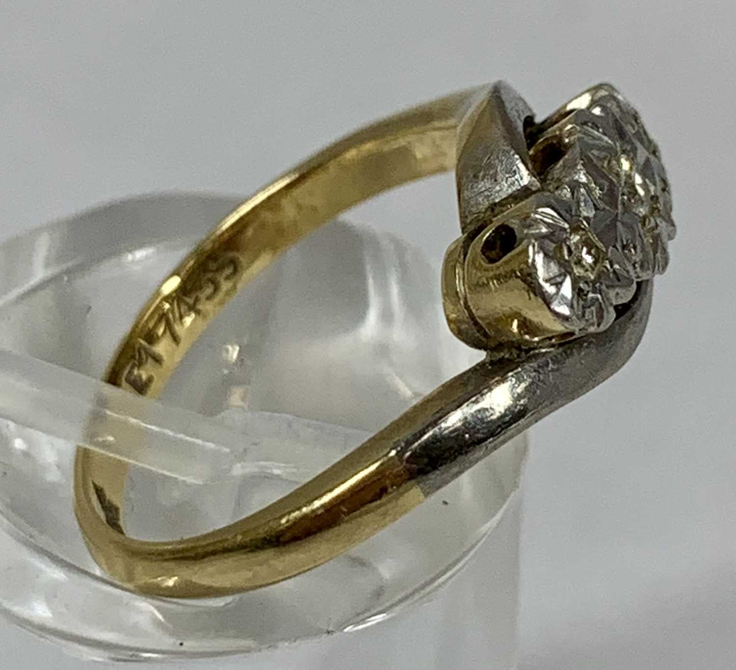 TWO 9CT GOLD RINGS illusion set with diamond chips, size J and size R, 5.0gms gross Provenance: - Image 3 of 5