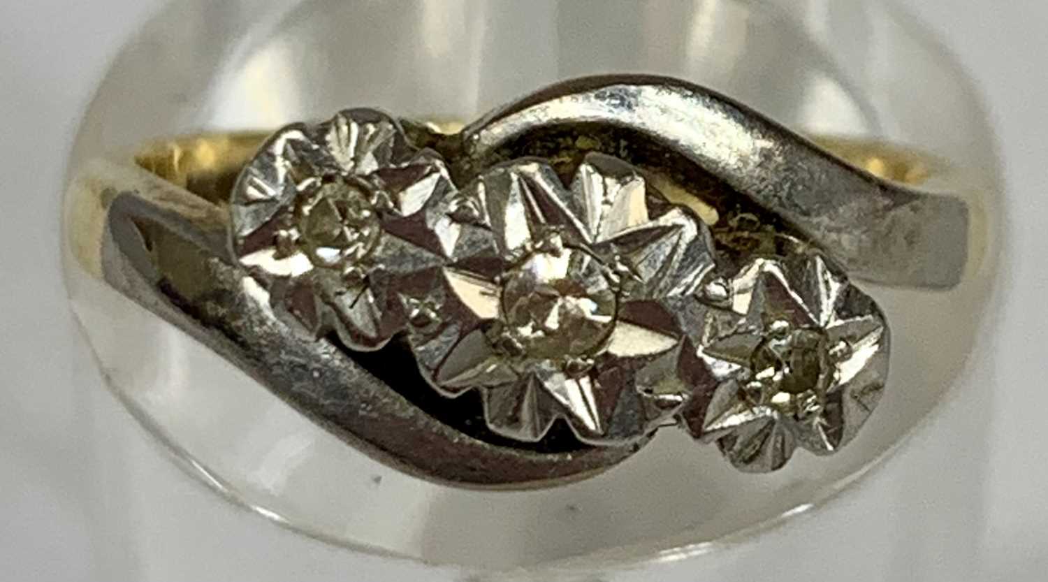 TWO 9CT GOLD RINGS illusion set with diamond chips, size J and size R, 5.0gms gross Provenance: - Image 4 of 5