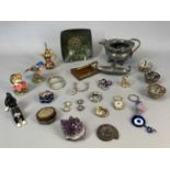 PEWTER ITEMS, modern metallic ornamental jewellery holders, compact and other similar items