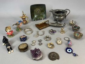 PEWTER ITEMS, modern metallic ornamental jewellery holders, compact and other similar items