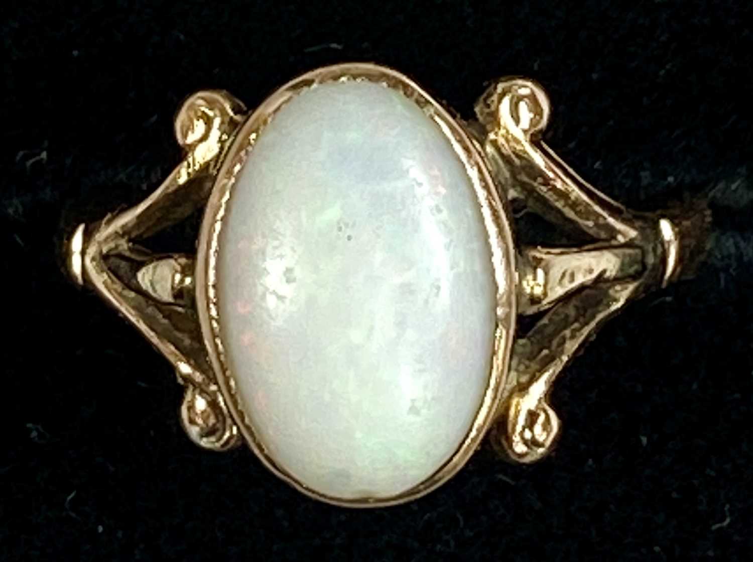 TWO 9CT GOLD RINGS, first set with an oval opal with open work shoulders, size J-K, the other with - Image 2 of 4