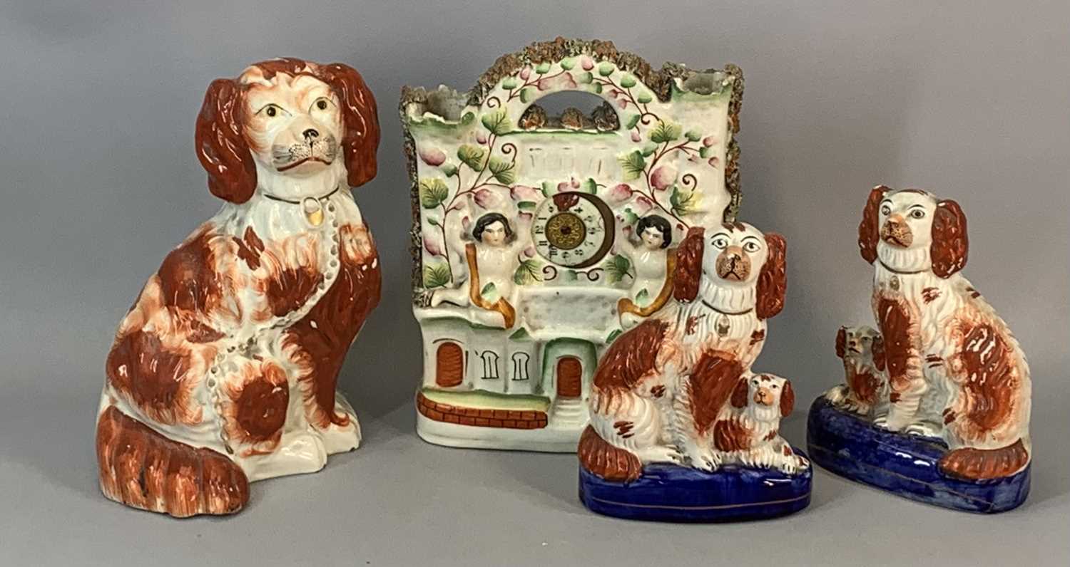 MIXED GROUP OF CERAMICS, 19th century and later, Staffordshire spaniel and puppy groups a pair, - Image 4 of 5