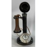 1920s CANDLESTICK TELEPHONE NO.150, Bakelite with chrome dial, 31cms (h) Provenance: private