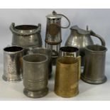 MIXED METALWARE 19TH CENTURY & LATER, including Henekeys Limited established 1695, pewter jug with