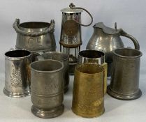MIXED METALWARE 19TH CENTURY & LATER, including Henekeys Limited established 1695, pewter jug with
