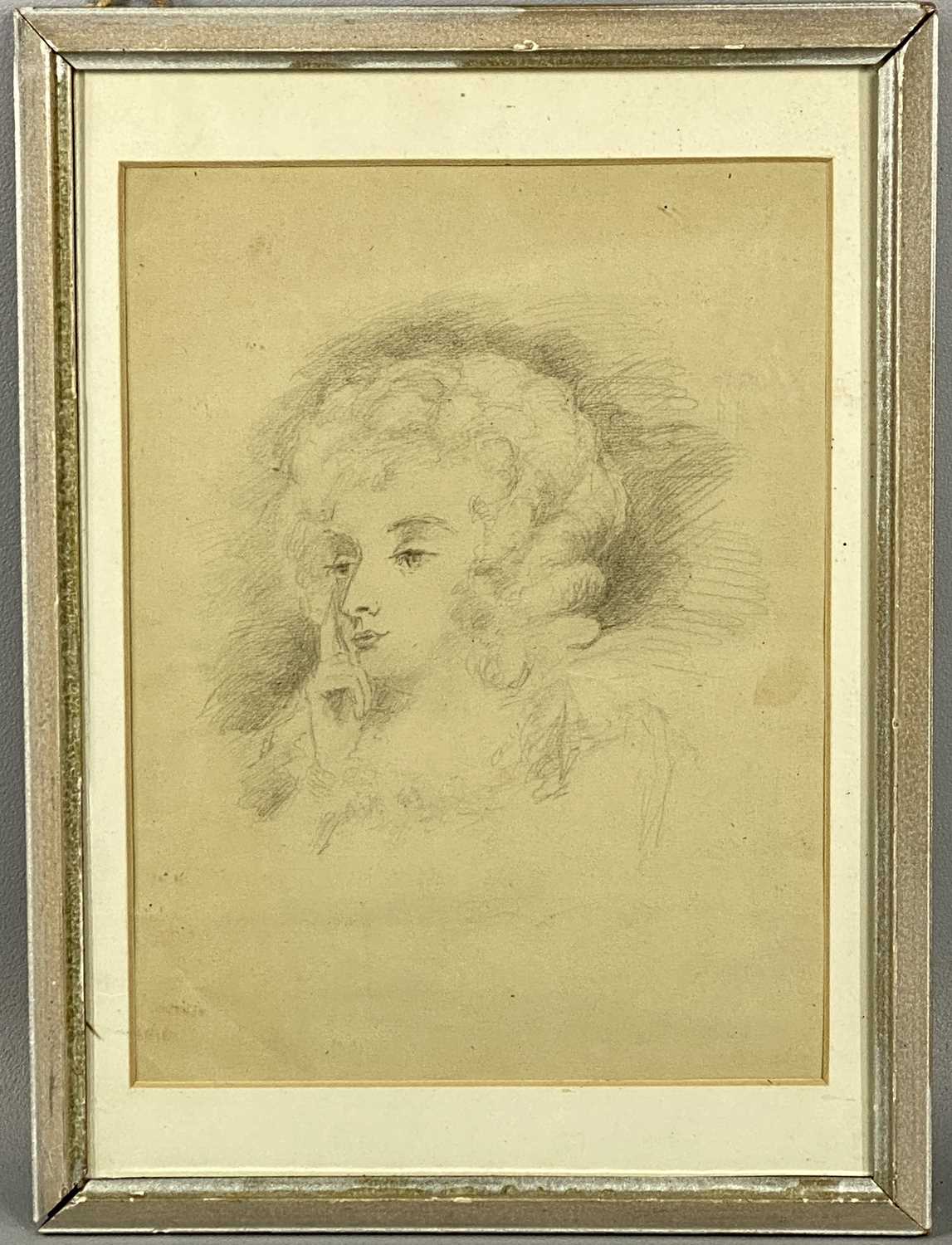 AFTER SIR JOSHUA REYNOLDS pencil sketch of Mrs Jane Braddyll - 29 x 22cms, another pencil portrait - Image 3 of 7