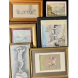 VARIOUS ARTISTS & MEDIUMS, GEORGE NICHOLSON watercolour - barrel making, signed lower right, 26 x