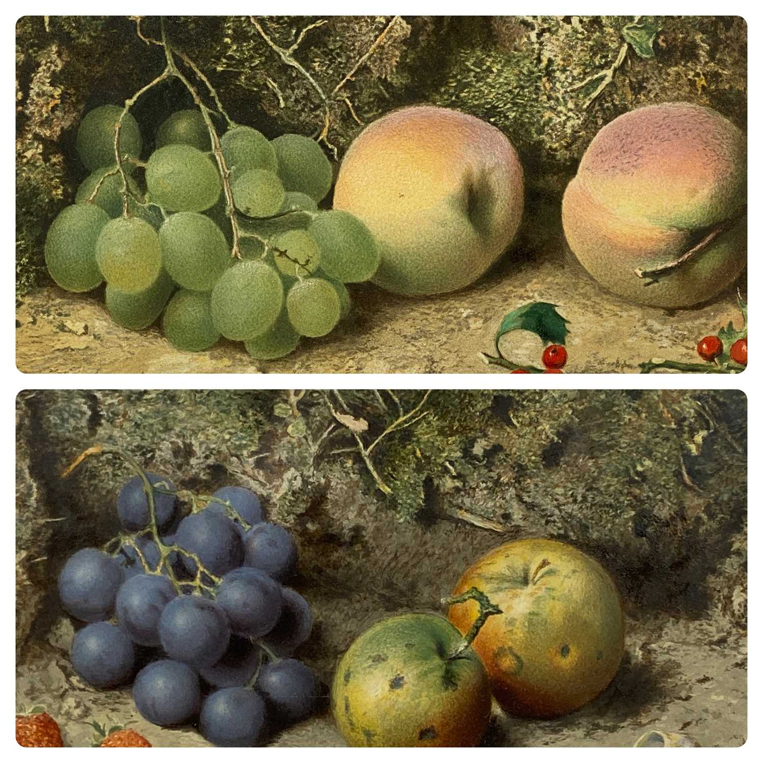 WILLIAM HUNT (1790-1864) RWS watercolours a pair - still lives of fruit, signed 16.5 x 27.5cms