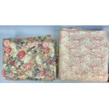 TWO VINTAGE WELSH QUILTS, cream and pink floral pattern, 210 x 164cms and pink and cream scroll