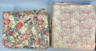 TWO VINTAGE WELSH QUILTS, cream and pink floral pattern, 210 x 164cms and pink and cream scroll
