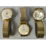 GROUP OF THREE VINTAGE GENTS WRISTWATCHES, Smiths Astral gold plated case, champagne dial on