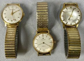 GROUP OF THREE VINTAGE GENTS WRISTWATCHES, Smiths Astral gold plated case, champagne dial on