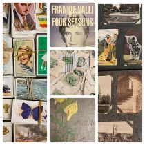 TWO ALBUMS WITH VINTAGE UK POSTCARD CONTENTS, approx. 200, Players Cigarette Card collection and