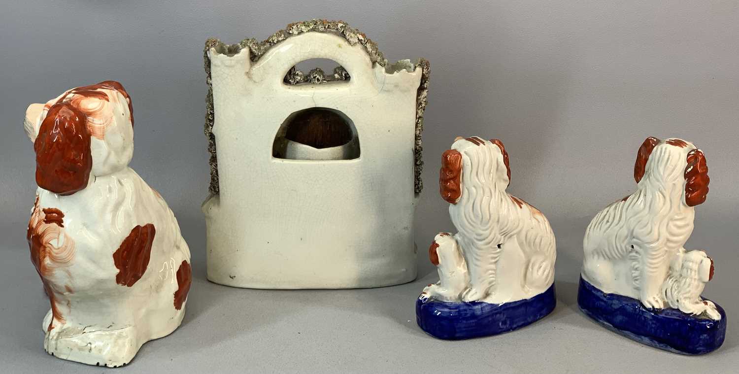 MIXED GROUP OF CERAMICS, 19th century and later, Staffordshire spaniel and puppy groups a pair, - Image 5 of 5